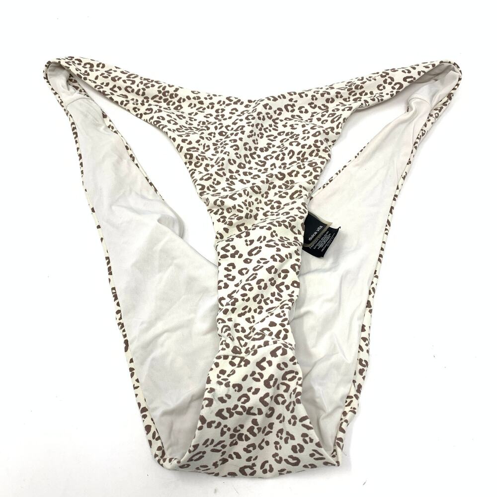 Dolce Vita Women's Size L Leopard High Waist Hi Cut Bikini Bottom Cream Brown